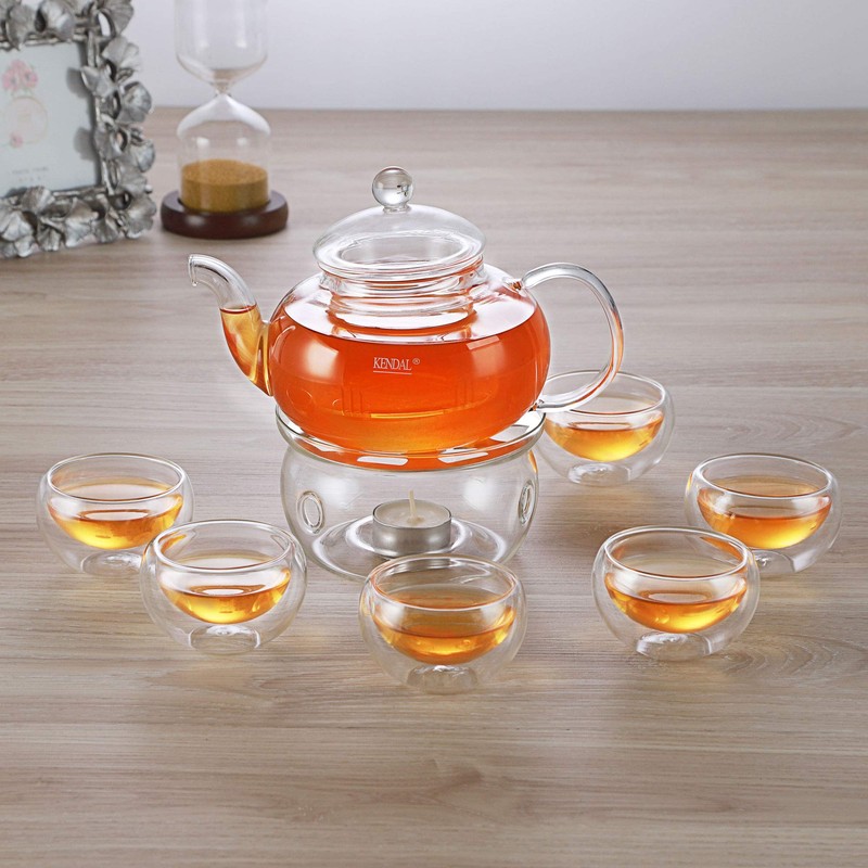 27 oz Glass Teapot Set Stovetop Safe Tea Infuser Maker
