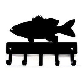The Metal Peddler Bass Fish Key Rack Hanger - Large 9 inch Wide - Made in USA