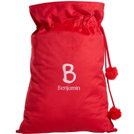 Personalization Universe Initial & Name Embroidered Red Santa Sack