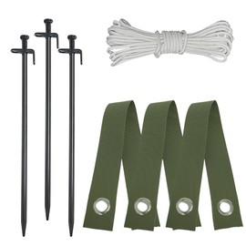 FANEAMADE Tree Stake Kit,Heavy Duty Steel Tree Straightening Kit,Tree Staking Kit,Tree Support Straps & Swing Straps For Staking,Young & Leaning Trees,Strong Wind,Hurricane Protection (Military Green)