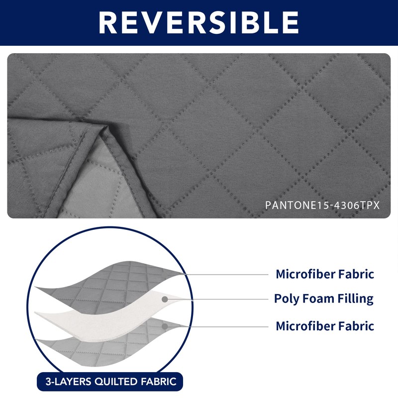 PureFit Water Resistant Reversible Loveseat Recliner Couch Cover for Double