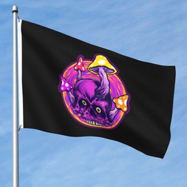 Skulls And Mushrooms Flag 5x8 Ft Durable Polyester Double-Sided Funny Outdoor Decorative Banner Home Patio Flags Yard Welcome Flag