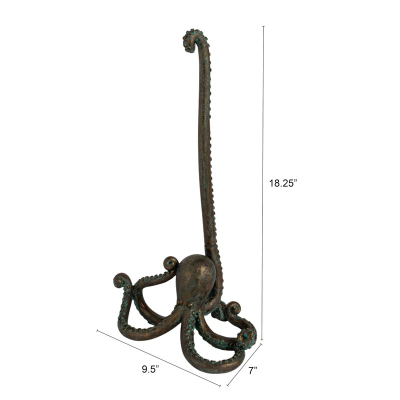 Creative Co-Op Resin Octopus Paper Towel Holder, Verdigris Finish