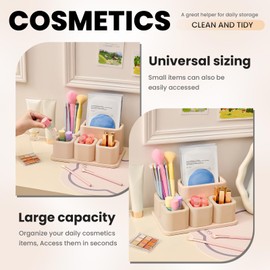 Jkooewm Cute Desk Organizer with 5 Adjustable Compartments – Multi-Purpose Vanity & Pen Holder for Makeup, Brushes, Pencils – Ideal for Office, Study, or Room Decor