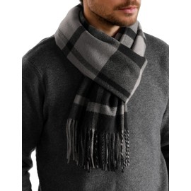 FURTALK Winter Scarf for Men Long Soft Warm Scarves Plaid Tassel Scarf for Men BlackGrey