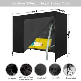 Slan Arrow 2 Seater Patio Swing Cover Outdoor Swing Chair Cover Hammock Glider Cover Durable Waterproof Dustproof Windproof All Weather Protector Black
