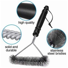 GGUFAY 2 x 12 inches / 30.5 cm grill brush, with side triangular style, triangular 360° cleaning, anti-scalding plastic handle, barbecue accessories for grill grate, gas grill, charcoal grill
