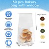 50 pcs Bakery Bags with Window, Reusable Paper Bread Bags,