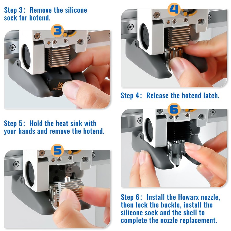 Howarx 2PCS A1/A1 Mini Hotend Nozzle 0.2mm/0.4mm Hardened Steel Replacement
