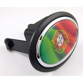 Portugal Portugese Flag Hitch Cover Cap 2" Receiver Black with Chrome & Dome