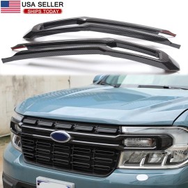 momocar Carbon Fiber Style Front Hood Bumper Grille Cover For Ford Maverick 2022-2023