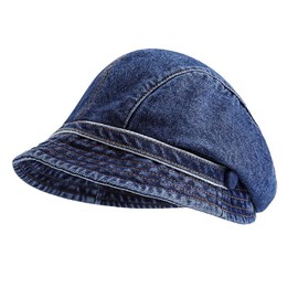 Denim Beret Hat, Newsboy Cap, Retro Bucket Hat Cabbie Hat Visor Cap with Adjustable Strap (CA/US, Alpha, One Size, Dark Blue)