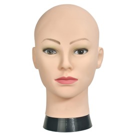 MIAOMANZI Bald Female Training Head Cosmetology Mannequin Head for Wigs Making and Display with Free clamp (12B)