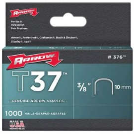 Arrow Fastener 376 3/8-Inch 10mm Round Crown Staples for T37