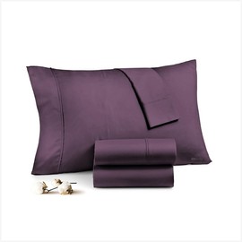 SGI Bedding 1000 Thread Count Egyptian Cotton King Pillowcases – Set of 2 Soft & Durable Plum Cotton Covers for King Size Bed