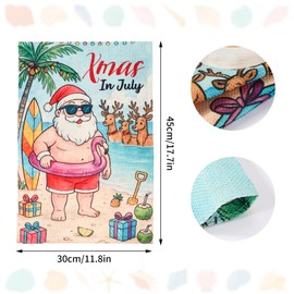 Lyreh Christmas July Garden Flag, 18x12 Inch Santa Claus Tropical Summer Beach Outdoor Christmas Yard Flag for Holiday Home Decor Party Decorations