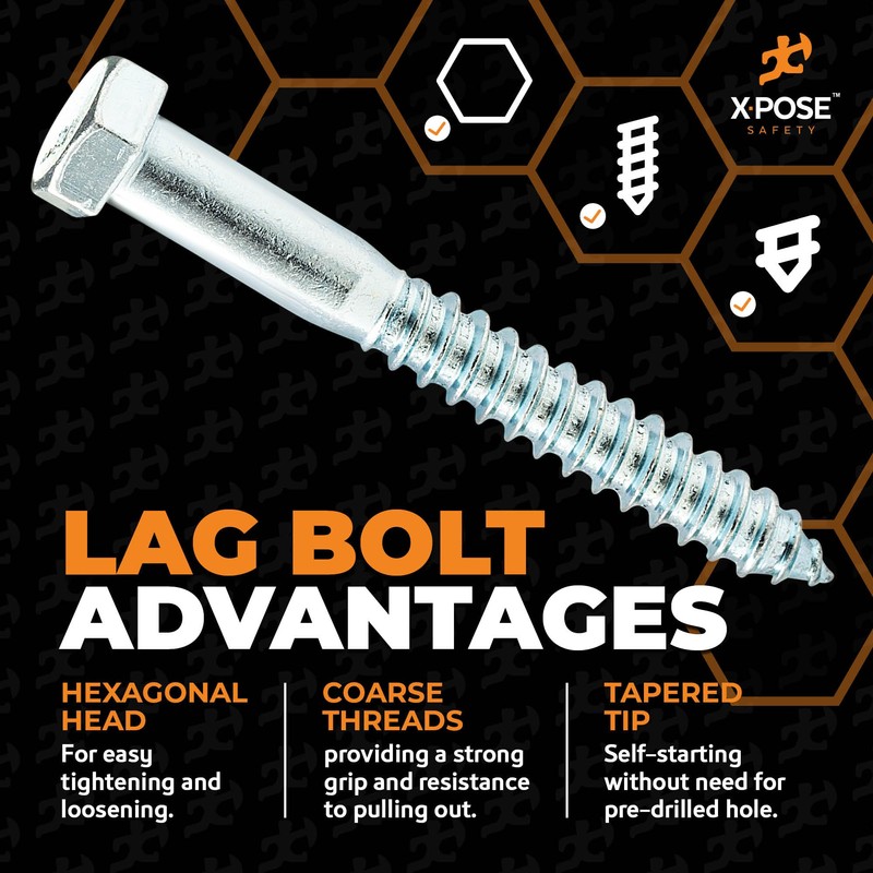 xpose safety Concrete Anchors Set with 4"" Lag Bolt, Lag