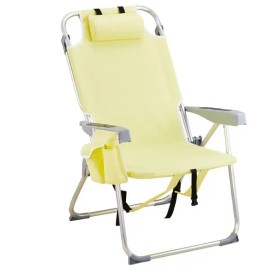 63*70*99cm Yellow Beach Chair 100kg Bearing Capacity Heightened Oxford Cloth Silver White Aluminum Tube Supports 100kgcolor: as picture Color