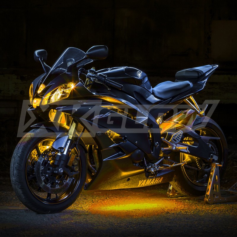 AMBER 8 POD 2 STRIP LED Universal Motorcycle Accent Neon