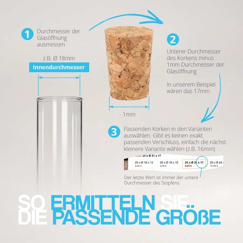 Tuuters 100 x Corks for Test Tubes - Compressed Corks