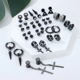 15 Pares Aretes Hombre Piercing Pendientes Acero Inoxidable