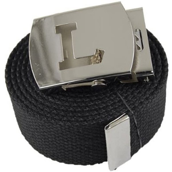 ACCmall Capital Initial L Canvas Military Web Black Belt & Silver Buckle 60 Inch