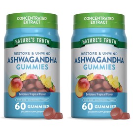 Nature's Truth Nature's Truth Ashwagandha Gummies | 60 Tropical Flavor Gummies | Vegan, Non-GMO, & Gluten Free Supplement | Pack of 2