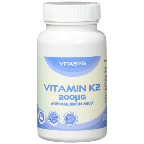 Vitasyg Vitamin K2 – Menaq Uinon Mk7 200µg – Hochdosierte 365 Month Pack – Vegan Tablets Menac Hinon – Vitamin K, 1 Pack (1 x 20 g
