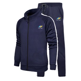 Skylinewears Men’s Tracksuits Sweatsuits – 2 Piece Jogging Suit Set | Full Zip Athletic Outfit for Workout & Fitness WHT NAVY XXL