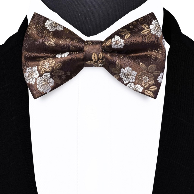 Gusleson Brown Bow Tie and Pocket Square Set for Men