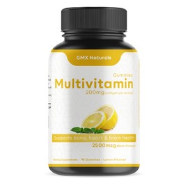 GMX NATURALS Multivitamin Gummies 2500mcg - Lemon Flavor - 60 Gummies - Multivitamins for Men, Women, and Kids
