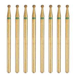 sourcing map 8pcs 100-120 Grits Diamond Grinding Bit 1.8mm Ball Head 2.35mm Shank 1.8mm Length Titanium Plated Stone Sanding Drill Bits Rotary Tool for Nails Grinding Polishing