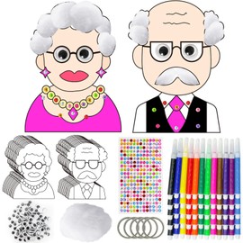 30 Set 100 Days of School Craft Kit Happy 100th Day of School Coloring Old Lady Grandpa DIY Crafts Poster for 100th Day of School Decorations Classroom Activity Art Project Game Party Favor Supplies