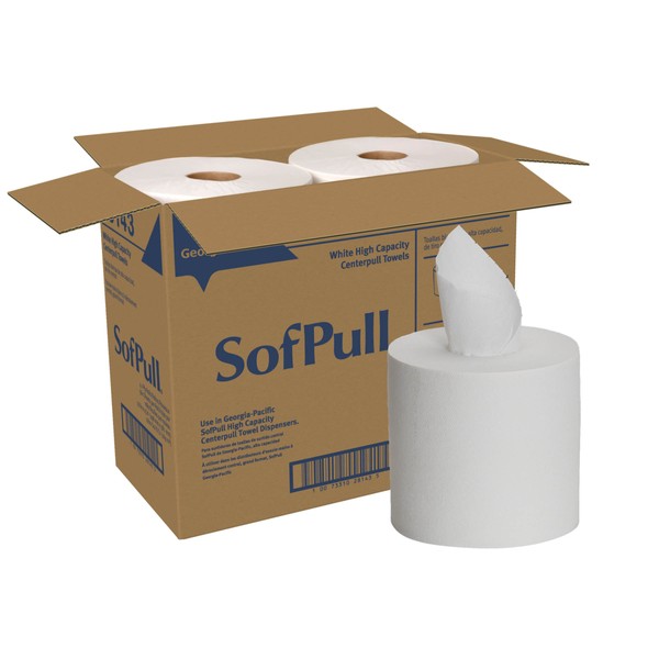 Georgia-Pacific SofPull Centerpull High Capacity Paper Towels; White; 28143; 567 Sheets Per Roll; 4 Rolls Per Case