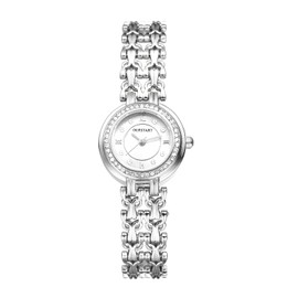 Silverora Watches Women's Full Diamond Women's Watches: Shiny Rhinestone Zircon Analogue Quartz Watches Diamond Scale Wrist Watches with Removable Strap Gifts for Women Girls, silver, Bracelet