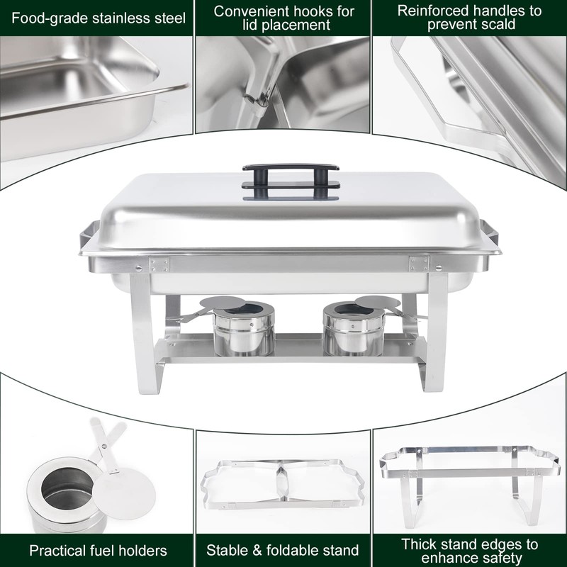 IMACONE Chafing Dish Buffet Set of 2, 8QT Stainless Steel