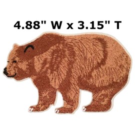 Grizzly Bear Yellowstone Animals Embroidered Patch DIY Iron-on or Sew-on Decorative Badge Emblem Vacation Souvenir Travel Gear Clothes Appliques Bears Wolves Mountains National Park Wildlife Explore