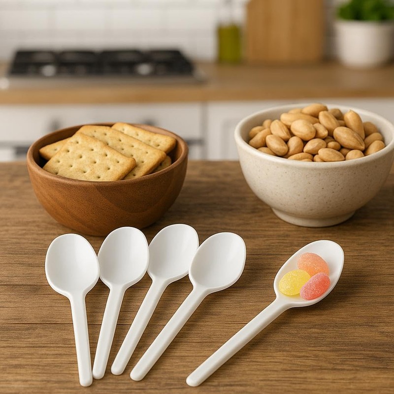 MERCHARII 100 Heavy Duty White Spoons, Perfect for Picnics, Parties,