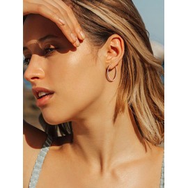 Rose Gold Plated Rounded Hoop Earrings for Women Female Fashion Simple 30mm Huggie Hoops Hypoallergenic Nickel Free