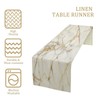 White Marble Table Runner Gold Textures Pattern Table Runner Table