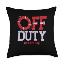 Off Duty Save Yourself | Lifeguards Life Ring | Swimming Throw Pillow