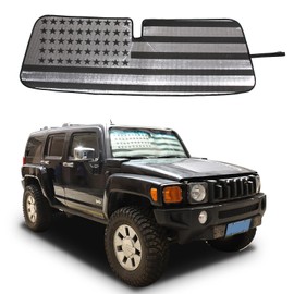 Heutamo Windshield Sun Shade Compatible with Hummer H3 2005-2009 Accessories, Custom Fit Foldable Front Window Sunshade Sun Visor Protector, Block UV Rays