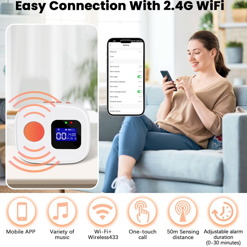 Emergency call button for seniors, senior emergency call, WiFi Smart