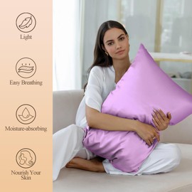 Silk Like Satin Pillowcase Cal King Size, Lavender Smooth and Cooling Satin-Silk Pillow Cases for Hair and Skin with Envelope Closure, Gift for Women Men, 2 Pack (20x40, Lavender)
