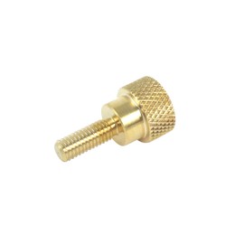 10 Pack Solid Brass Diamond Knurled Thumb Screws Knobs with Straight Shoulders Right-Hand Threads SAE Flat Tip Uncoated (10-32 x 1/2 inch Long Threads)