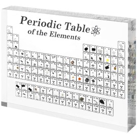 Periodic Table with Real Elements Inside, 8x5x1inch Acrylic Periodic Table Display with 83 Real Elements Samples Craft Decoration Teaching Tool Gift for Kid, Students, Teacher, Science Lovers