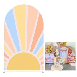 KONPON Sun Pattern Arch Covers Stretchy Backdrop for Groovy Party Rainbow Arch Backdrop Stand Covers Birthday Baby Shower Wedding Decoration Supplies
