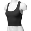 Basic Cotton Scoop Neck Sleeveless Cropped Racerback Tank Tops Black