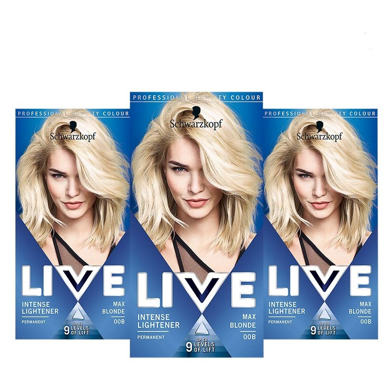 Schwarzkopf Live Intense Blonde Lightener, 3-Pack Permanent Lightening Colour with