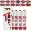 Pakivs 12 Colors Matte Lip Liner/Lipstick Set,Long-Lasting Waterproof Lip Crayon,Velvet